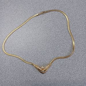 4/$40 Gold Coloured Necklace With Rhinestones